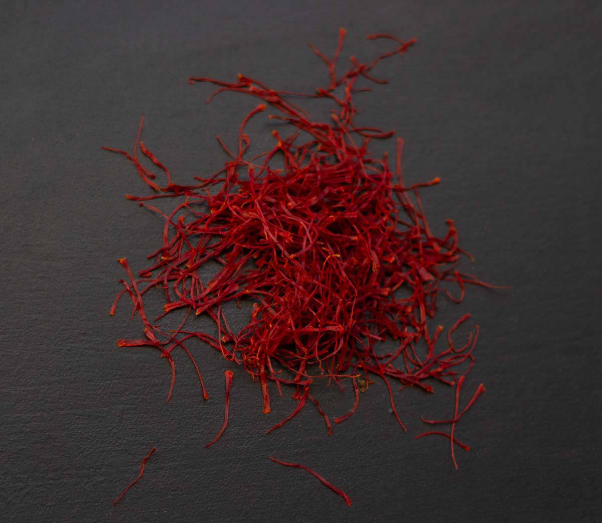 saffron strands on a dark background