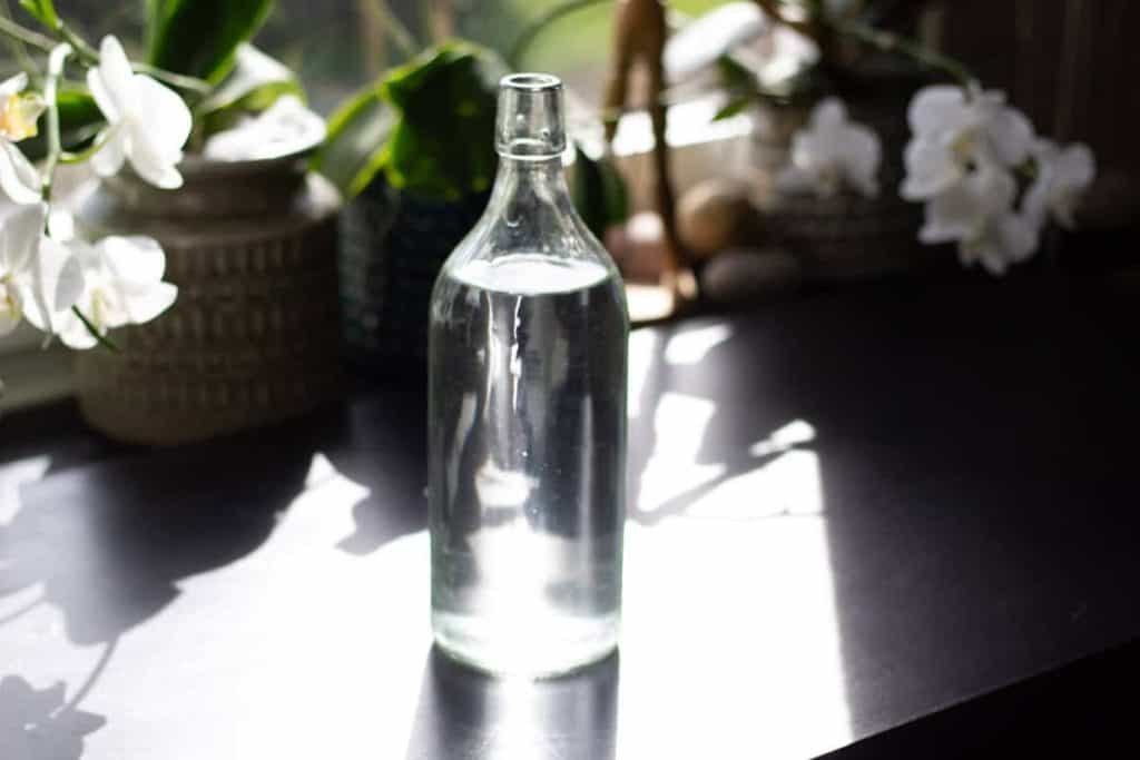 a glass bottle of birch sap