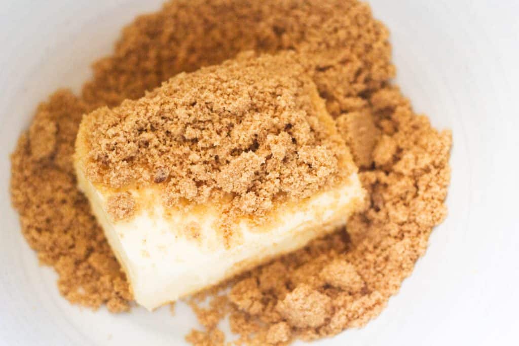 butter adn brown sugar in a white ceramic bowl