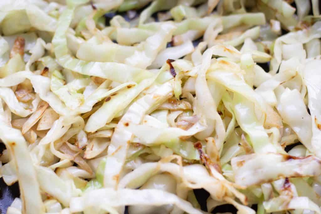 golden brown sliced cabbage
